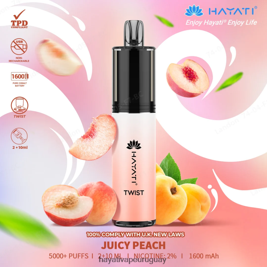 Hayati Montevideo - DD0X8V72 Hayati Twist desechable Durazno jugoso