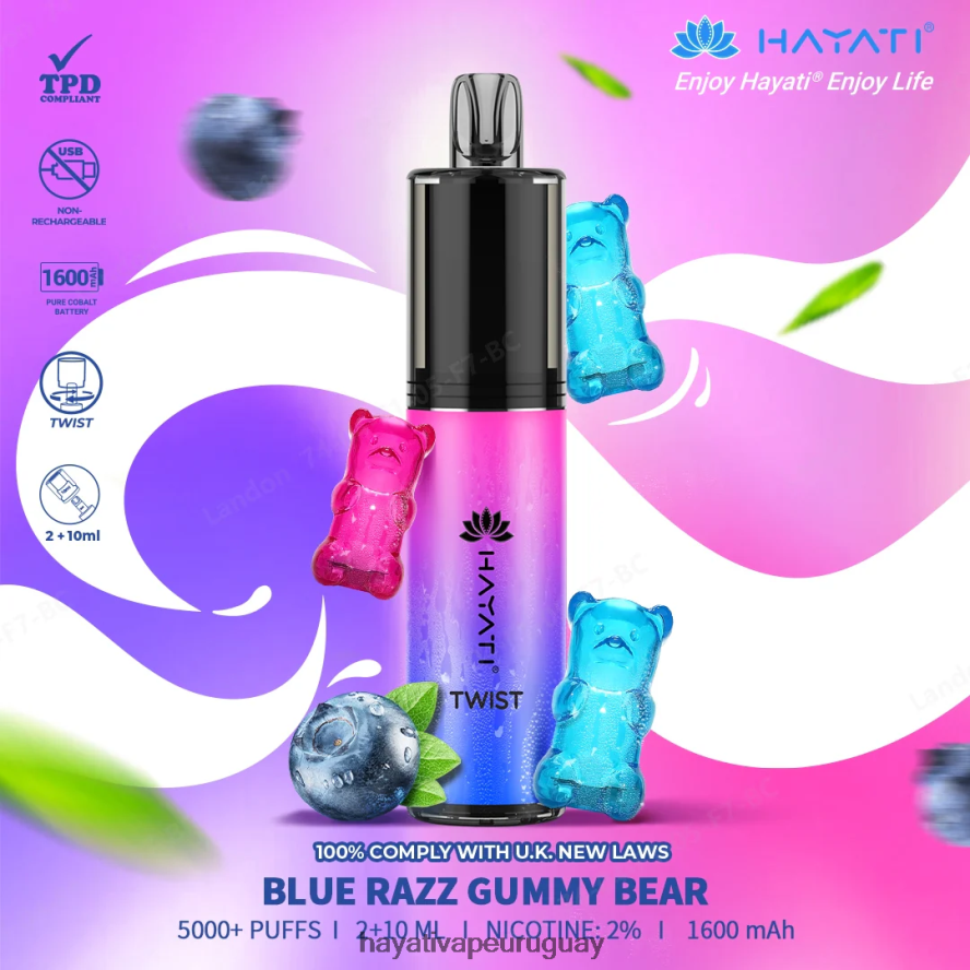 Hayati Vape Flavours - DD0X8V64 Hayati Twist desechable osito de goma azul razz
