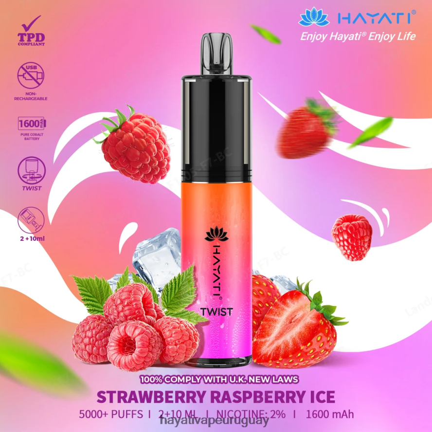 Hayati Vape Liquid - DD0X8V85 Hayati Twist desechable hielo de fresa y frambuesa