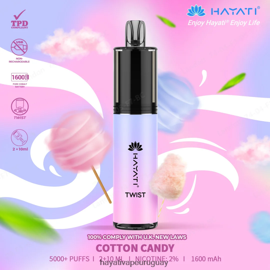 Hayati Vape Review - DD0X8V67 Hayati Twist desechable algodón de azúcar