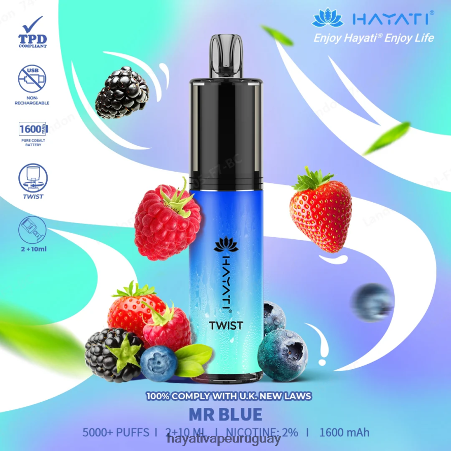 Hayati Vape Review - DD0X8V77 Hayati Twist desechable señor azul