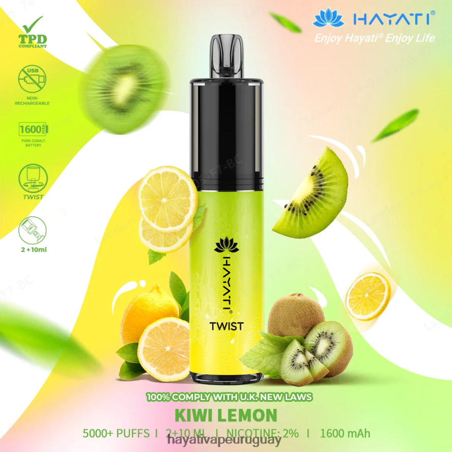 Hayati Vape Uruguay - DD0X8V73 Hayati Twist desechable kiwi limon