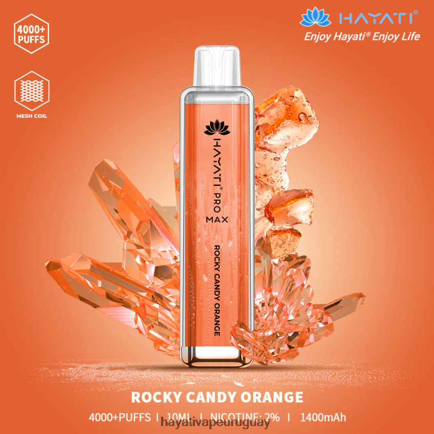 Hayati Vapes Wholesale - DD0X8V118 Hayati Pro Max desechable naranja caramelo rocoso
