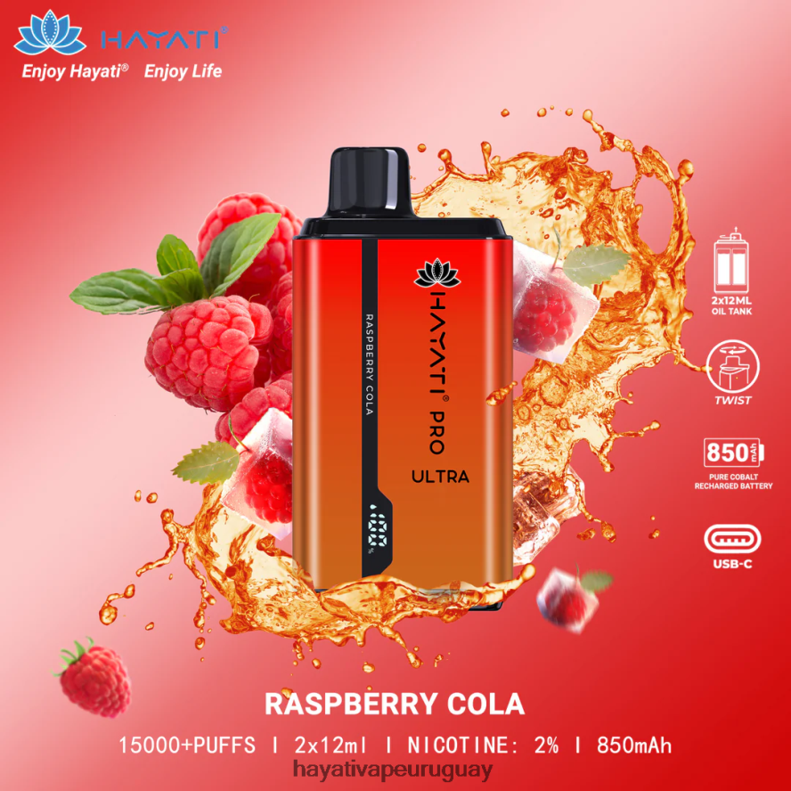 Hayati Flavour List - DD0X8V210 Hayati Pro Ultra desechables 15000 inhalaciones cola de frambuesa