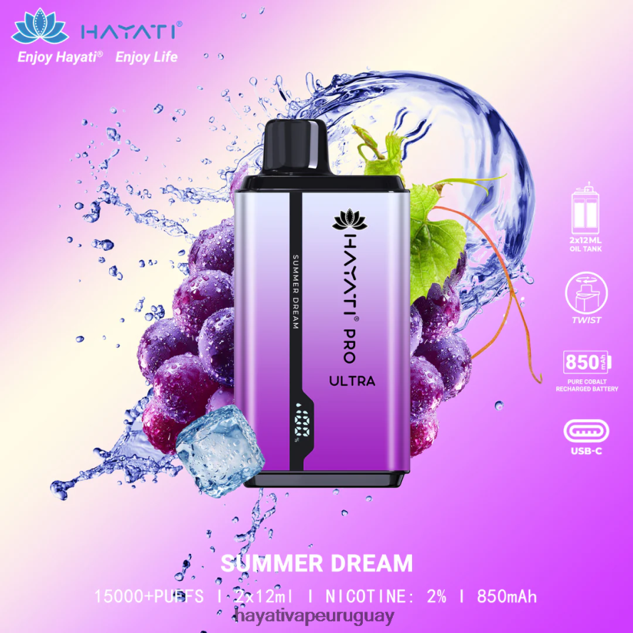 Hayati Montevideo - DD0X8V212 Hayati Pro Ultra desechables 15000 inhalaciones sueño de verano
