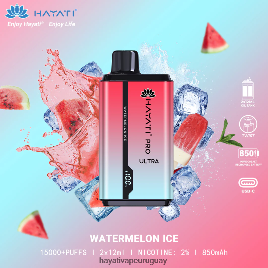 Hayati Vape Flavours - DD0X8V214 Hayati Pro Ultra desechables 15000 inhalaciones hielo de sandia
