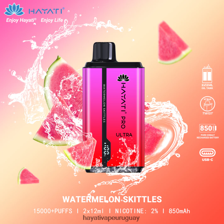 Hayati Vape Liquid - DD0X8V215 Hayati Pro Ultra desechables 15000 inhalaciones bolos de sandia