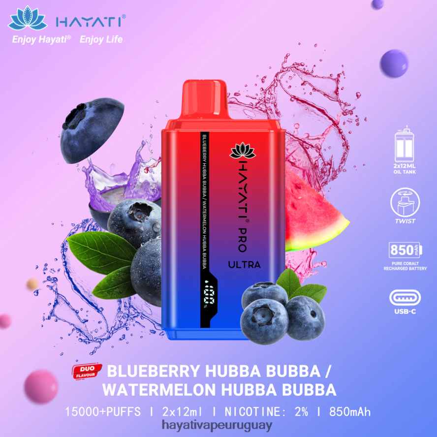 Hayati Vape Review - DD0X8V217 Hayati Pro Ultra desechables 15000 inhalaciones arándano hubba bubba/sandía hubba bubba