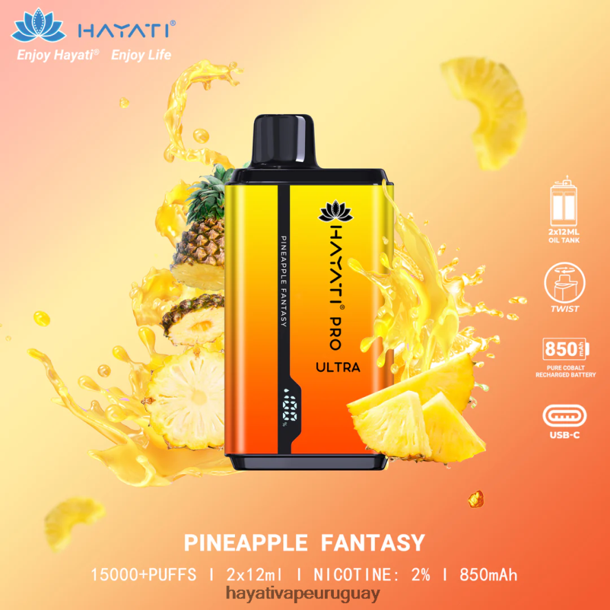 Hayati Vapes Wholesale - DD0X8V208 Hayati Pro Ultra desechables 15000 inhalaciones fantasía de piña