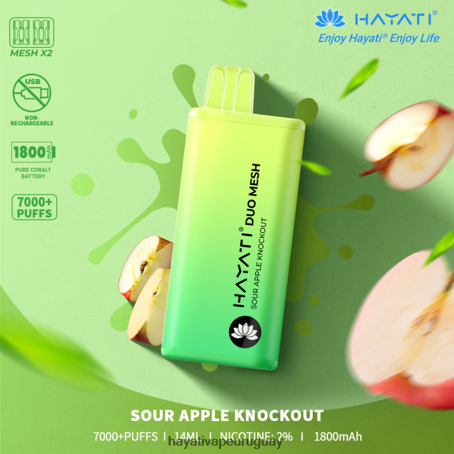 Hayati Flavour List - DD0X8V180 Hayati Duo Mesh desechable knockout de manzana agria