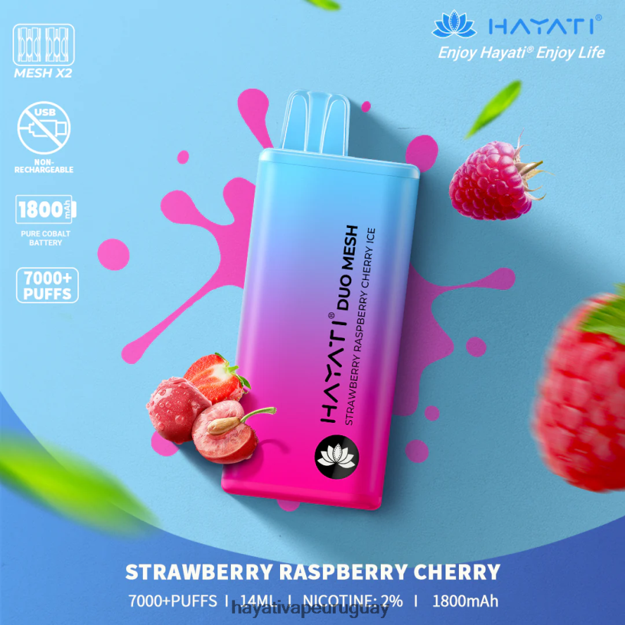 Hayati Montevideo - DD0X8V182 Hayati Duo Mesh desechable fresa frambuesa cereza hielo