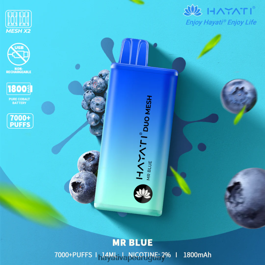 Hayati Vape Flavours - DD0X8V174 Hayati Duo Mesh desechable señor azul