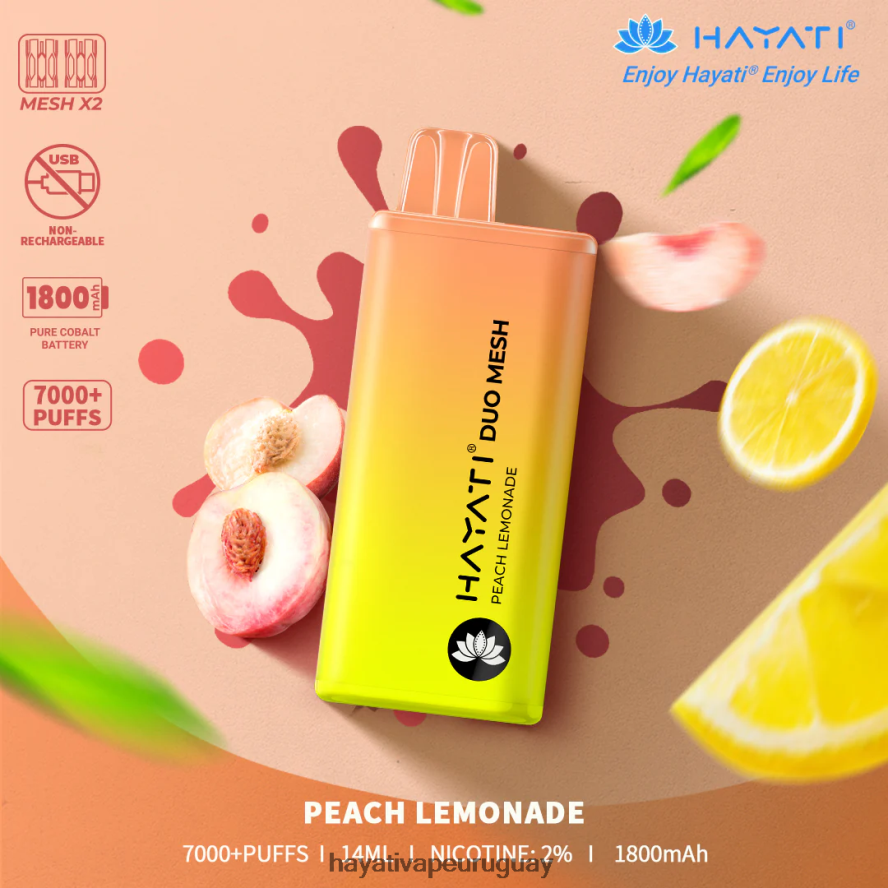 Hayati Vape Liquid - DD0X8V175 Hayati Duo Mesh desechable limonada de durazno