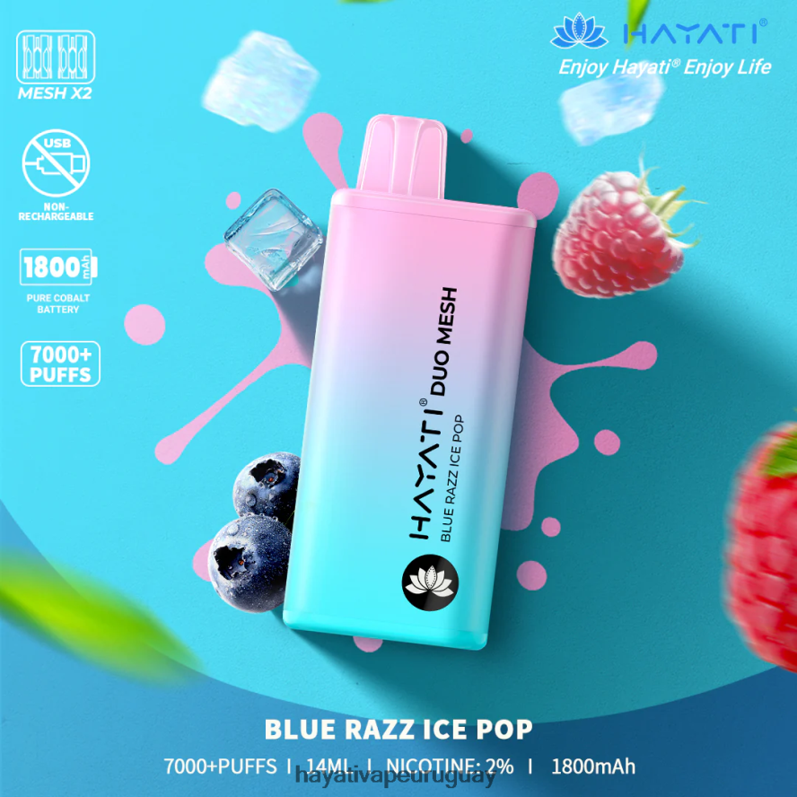 Hayati Vape Near Me - DD0X8V166 Hayati Duo Mesh desechable paleta helada azul razz