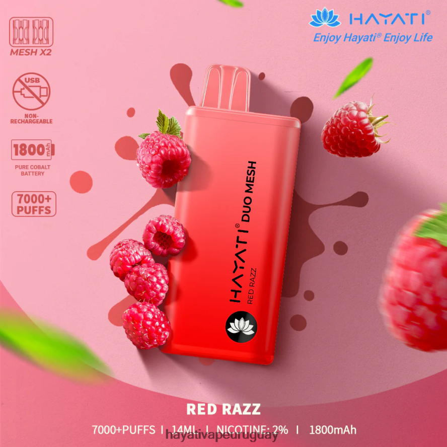 Hayati Vape Shop - DD0X8V179 Hayati Duo Mesh desechable razz rojo