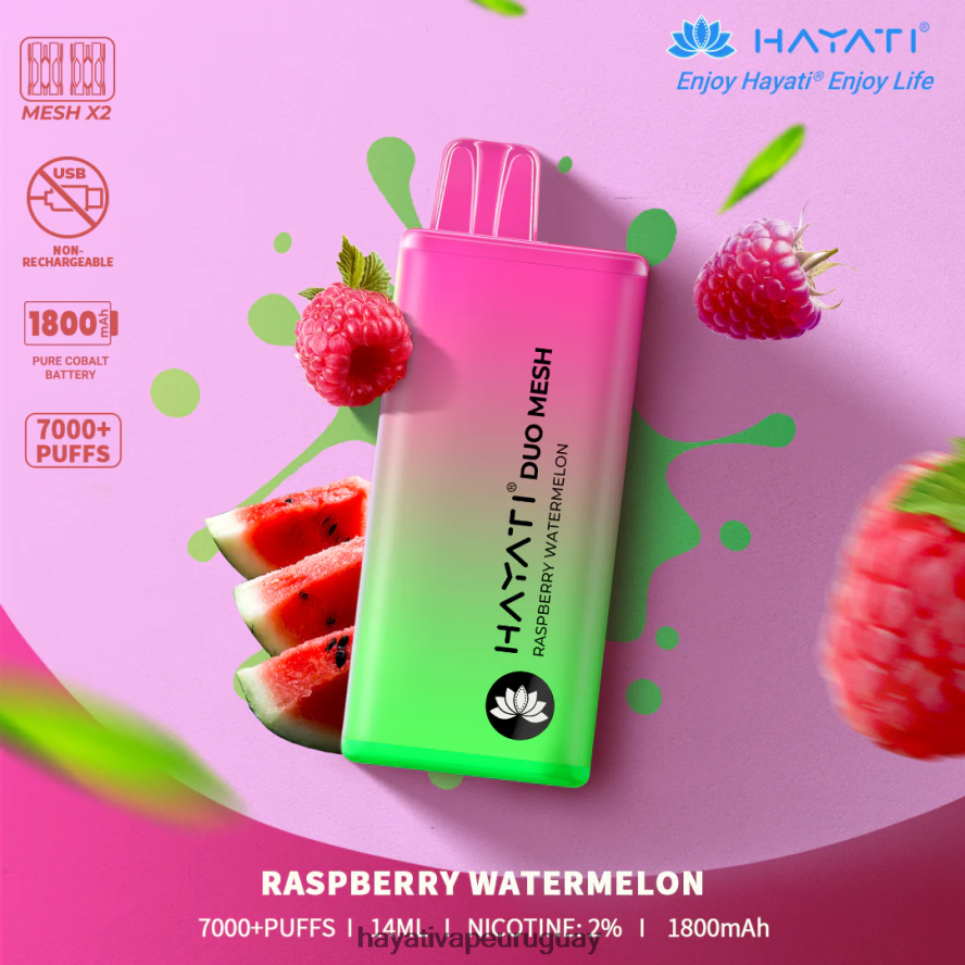 Hayati Vapes Wholesale - DD0X8V178 Hayati Duo Mesh desechable sandia frambuesa