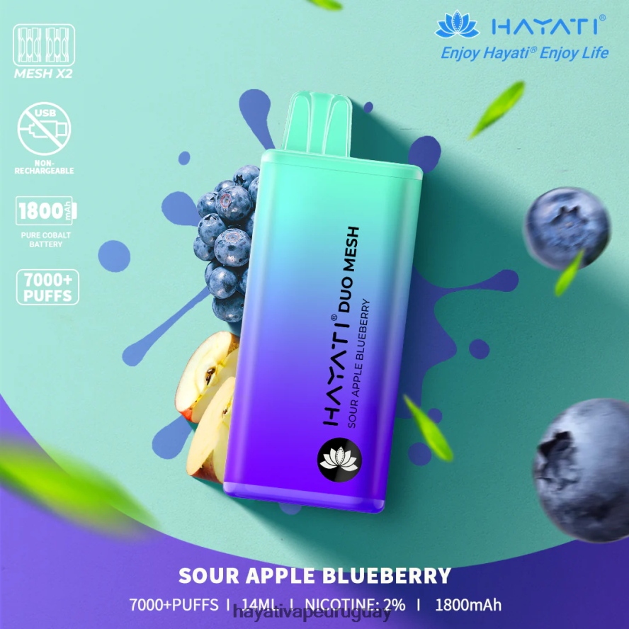 Hayati Vapes Wholesale - DD0X8V188 Hayati Duo Mesh desechable arándano manzana agria