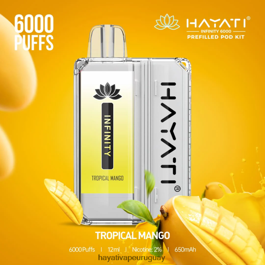 Hayati Vape Uruguay - DD0X8V163 Hayati Infinity 6000 kits de cápsulas mango tropical
