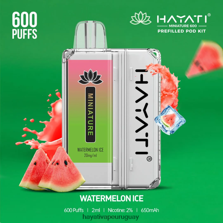 Hayati Flavour List - DD0X8V50 Hayati Miniature kits de 600 cápsulas hielo de sandia