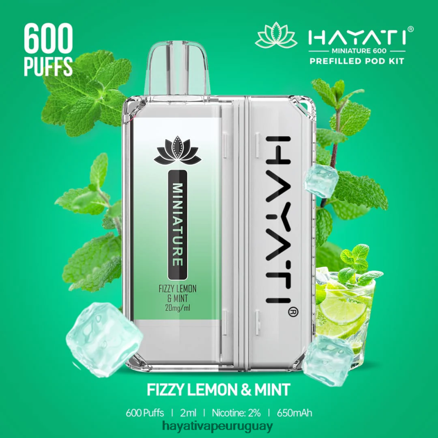 Hayati Vape Uruguay - DD0X8V33 Hayati Miniature kits de 600 cápsulas limón y menta gaseosos