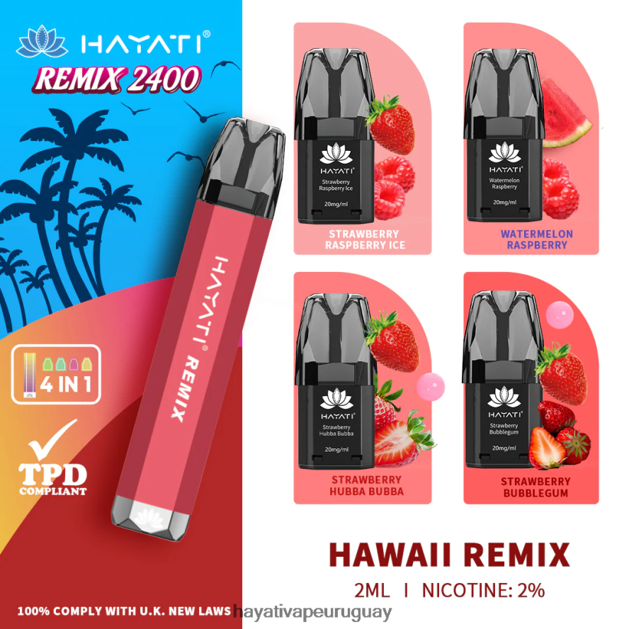 Hayati Vape Flavours - DD0X8V54 Hayati Remix sistema de cápsulas precargadas 2400 inhalaciones remezcla de hawai