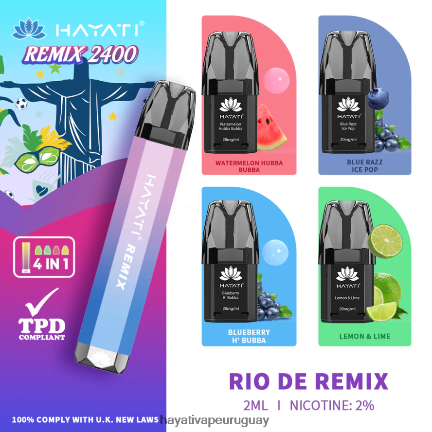 Hayati Vape Review - DD0X8V57 Hayati Remix sistema de cápsulas precargadas 2400 inhalaciones río de remezcla