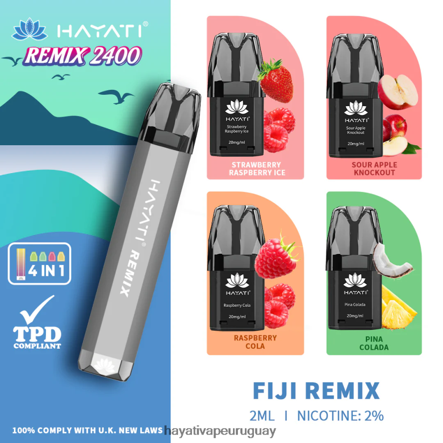 Hayati Vape Uruguay - DD0X8V53 Hayati Remix sistema de cápsulas precargadas 2400 inhalaciones remezcla de fiji